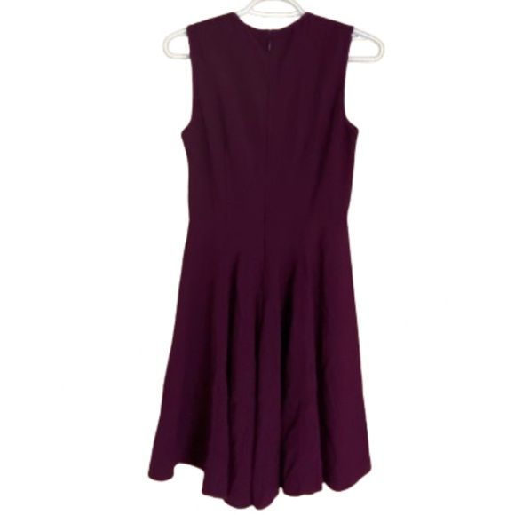 Rebecca Taylor Sleeveless Suiting Ponte Knit Fit & Flare Dress in Wine Sz-2 - Picture 9 of 9